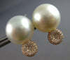 ESTATE LARGE .49CT DIAMOND & AAA SOUTH SEA PEARL 18KT ROSE GOLD CIRCULAR STUD EARRINGS