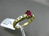 ESTATE WIDE .58CT DIAMOND & RUBY 14KT YELLOW GOLD 3D ETOILE OVAL ENGAGEMENT RING