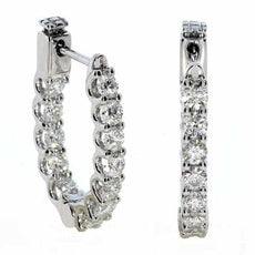 1.74CT DIAMOND 18KT WHITE GOLD 3D ROUND SHARE PRONG LUCIDA HOOP HANGING EARRINGS