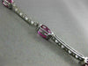 ESTATE 6.46CT DIAMOND & PINK SAPPHIRE 18KT WHITE GOLD SEMI BEZEL TENNIS BRACELET