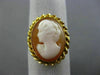 ESTATE 14KT YELLOW GOLD 3D OVAL HANDCRAFTED LADY CAMEO SWIRL ROPE DESIGN RING