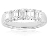 1.60CT DIAMOND 14KT WHITE GOLD EMERALD CUT 5 STONE SHARED PRONG ANNIVERSARY RING