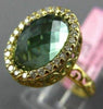 ESTATE LARGE 4.90CT DIAMOND & GREEN AMETHYST 14KT YELLOW GOLD OVAL FILIGREE RING