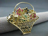 ANTIQUE 2.85CT DIAMOND & SAPPHIRE RUBY EMERALD FLOWER BASKET PENDANT PIN #1866