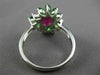 LARGE 2.0CT DIAMOND & AAA TSAVORITE & RUBY 14KT WHITE GOLD OVAL FLOWER FUN RING