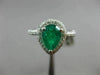 2.14CT DIAMOND & AAA EMERALD 14KT WHITE GOLD 3D HALO PEAR SHAPE ENGAGEMENT RING