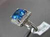 ESTATE LARGE 9.85CT DIAMOND & AAA BLUE TOPAZ 14KT WHITE GOLD 3D SQUARE HALO RING