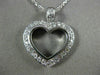 ESTATE LARGE .75CT DIAMOND 18KT WHITE GOLD 3D CLASSIC OPEN HEART PENDANT #12129