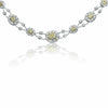 ESTATE LARGE 6.73CT WHITE & FANCY YELLOW DIAMOND 18KT 2 TONE GOLD HALO NECKLACE