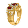 LARGE .90CT DIAMOND & AAA RUBY 14KT YELLOW GOLD PEAR SHAPE ROUND MULTI BAR RING