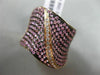 ESTATE LARGE 2.73CT DIAMOND & PINK SAPPHIRE 18KT 2 TONE GOLD MULTI ROW LEAF RING