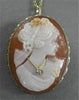 ANTIQUE HABILLE EURO DIAMOND 14K YELLOW GOLD SHELL CAMEO PIN PEDANT ITALY #20632
