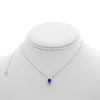 ESTATE .79CT DIAMOND & AAA TANZANITE 14KT WHITE GOLD 3D OVAL HALO LOVE NECKLACE