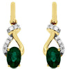 .95CT DIAMOND & AAA EMERALD 14KT YELLOW GOLD 3D OVAL LOVE KNOT HANGING EARRINGS