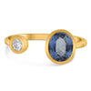 1.21CT DIAMOND & AAA SAPPHIRE 14KT YELLOW GOLD OVAL & ROUND SOLITAIRE LOVE RING