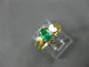 ESTATE .60CT DIAMOND & EMERALD 14K WHITE & YELLOW GOLD FLOWER COCKTAIL RING #804