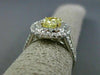 ESTATE LARGE GIA 2.16CT DIAMOND 18KT TWO TONE GOLD DOUBLE HALO ENGAGEMENT RING