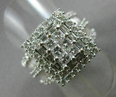 ESTATE EXTRA LARGE 2.30CT DIAMOND 14KT WHITE GOLD 3D SQUARE HALO ENGAGEMENT RING