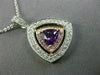 LARGE 1.15CT DIAMOND & AAA AMETHYST 14K WHITE & ROSE GOLD 3D DOUBLE HALO PENDANT