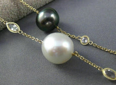 ESTATE LONG 14KT YELLOW GOLD 3D QUARTZ & MULTI COLOR PEARL BY THE YARD NECKLACE