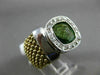 ESTATE LARGE 3.16CT DIAMOND & AAA GREEN AMETHYST 14KT 2 TONE GOLD 3D SQUARE RING