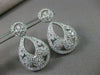 ANTIQUE LARGE 2.98CT DIAMOND 14KT WHITE GOLD FILIGREE FLORAL DROP EARRINGS 21706