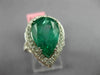 ESTATE EXTRA LARGE 8.39CT DIAMOND & AAA EMERALD 18KT WHITE GOLD ENGAGEMENT RING