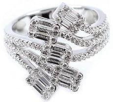 LARGE 1.12CT DIAMOND 18KT WHITE GOLD ROUND & BAGUETTE INVISIBLE ANNIVERSARY RING