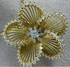 ESTATE LARGE 1.40CT DIAMOND 18KT WHITE & YELLOW GOLD 3D FLOWER FLOATING PENDANT
