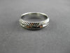 ANTIQUE WIDE 14K WHITE GOLD FILIGREE DIAMOND CUT WEDDING ANNIVERSARY RING #18936