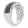 ESTATE WIDE 1.29CT WHITE & BLACK DIAMOND 14K WHITE GOLD CLASSIC ANNIVERSARY RING