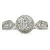 ESTATE .68CT DIAMOND 18KT WHITE GOLD 3D CLUSTER HALO SEMI ETERNITY PROMISE RING
