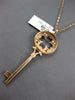 .09CT DIAMOND 14KT ROSE GOLD 3D ETOILE 4 LEAF CLOVER KEY TO YOUR HEART PENDANT