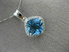 ESTATE 2.92CT DIAMOND & BLUE TOPAZ 14KT WHITE GOLD SQUARE HALO FILIGREE PENDANT