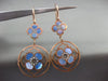 ESTATE LARGE .17CT DIAMOND & BLUE MOTHER OF PEARL 14K ROSE GOLD HANGING EARRINGS