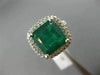 LARGE 6.86CT DIAMOND & AAA EMERALD 14K WHITE GOLD 3D SQUARE HALO ENGAGEMENT RING