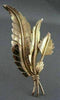 ESTATE LARGE HANDCRAFTED 18KT YELLOW GOLD 3 LEAF FILIGREE PIN BROOCH  #975
