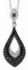 ESTATE 1.28CT WHITE & BLACK DIAMOND 14KT WHITE GOLD 3D CLASSIC TEAR DROP PENDANT