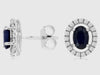 1.54CT DIAMOND & AAA SAPPHIRE 14KT WHITE GOLD OVAL SOLITAIRE HALO STUD EARRINGS
