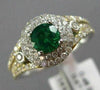 ESTATE WIDE 2.4CT DIAMOND & AAA COLOMBIAN EMERALD 14K WHITE GOLD ENGAGEMENT RING