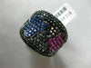 ESTATE 2.85CT BLACK DIAMOND & AAA MULTI COLOR SAPPHIRE 18KT GOLD BUTTERFLY RING