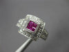 ESTATE WIDE .84CT DIAMOND & AAA RUBY 14K WHITE GOLD PRINCESS & ROUND SQUARE RING