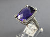 LARGE 6.34CT DIAMOND & AAA AMETHYST 14KT WHITE GOLD 3D CUSHION & ROUND HALO RING
