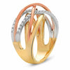 ESTATE WIDE .37CT DIAMOND 14K TRI COLOR GOLD MULTI ROW CRISS CROSS INFINITY RING