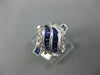 1.20CT DIAMOND & AAA SAPPHIRE 14KT WHITE GOLD 3D ROUND & BAGUETTE LEAF LOVE RING