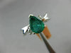 ESTATE 1.48CT DIAMOND & AAA EMERALD 14KT WHITE GOLD 3D 3 STONE ENGAGEMENT RING