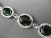 WIDE 21.17CT DIAMOND AQUAMARINE & TOURMALINE 18KT WHITE GOLD 3D TENNIS BRACELET