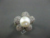 ESTATE LARGE 3.32CT DIAMOND 18KT WHITE GOLD PEARL FLOWER PAVE RING STUNNING!!