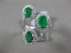 ESTATE 2.93CT DIAMOND & AAA EMERALD 14KT WHITE GOLD 3D OVAL 3 STONE TENSION RING