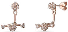 ESTATE .47CT DIAMOND 14KT ROSE GOLD 3D DOUBLE FLOWER FUN HANGING EARRINGS